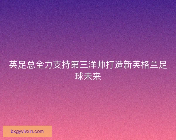 英足总全力支持第三洋帅打造新英格兰足球未来 英足总全力支持第三洋帅打造新英格兰足球未来