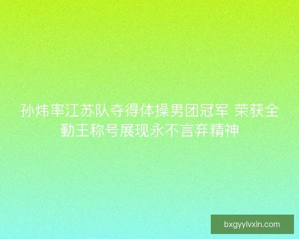 孙炜率江苏队夺得体操男团冠军 荣获全勤王称号展现永不言弃精神