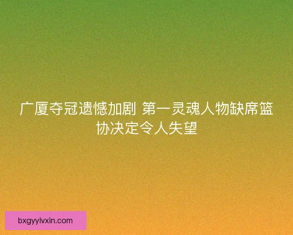广厦夺冠遗憾加剧 第一灵魂人物缺席篮协决定令人失望