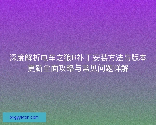 深度解析电车之狼R补丁安装方法与版本更新全面攻略与常见问题详解