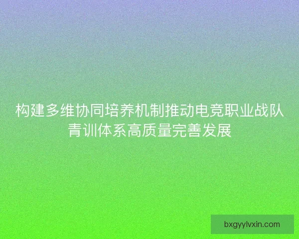 构建多维协同培养机制推动电竞职业战队青训体系高质量完善发展 构建多维协同培养机制推动电竞职业战队青训体系高质量完善发展