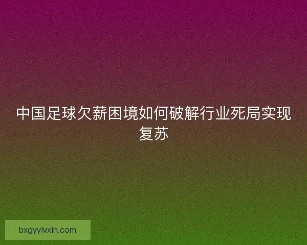 中国足球欠薪困境如何破解行业死局实现复苏